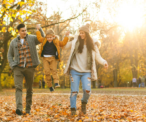 Family enjoying fall fun